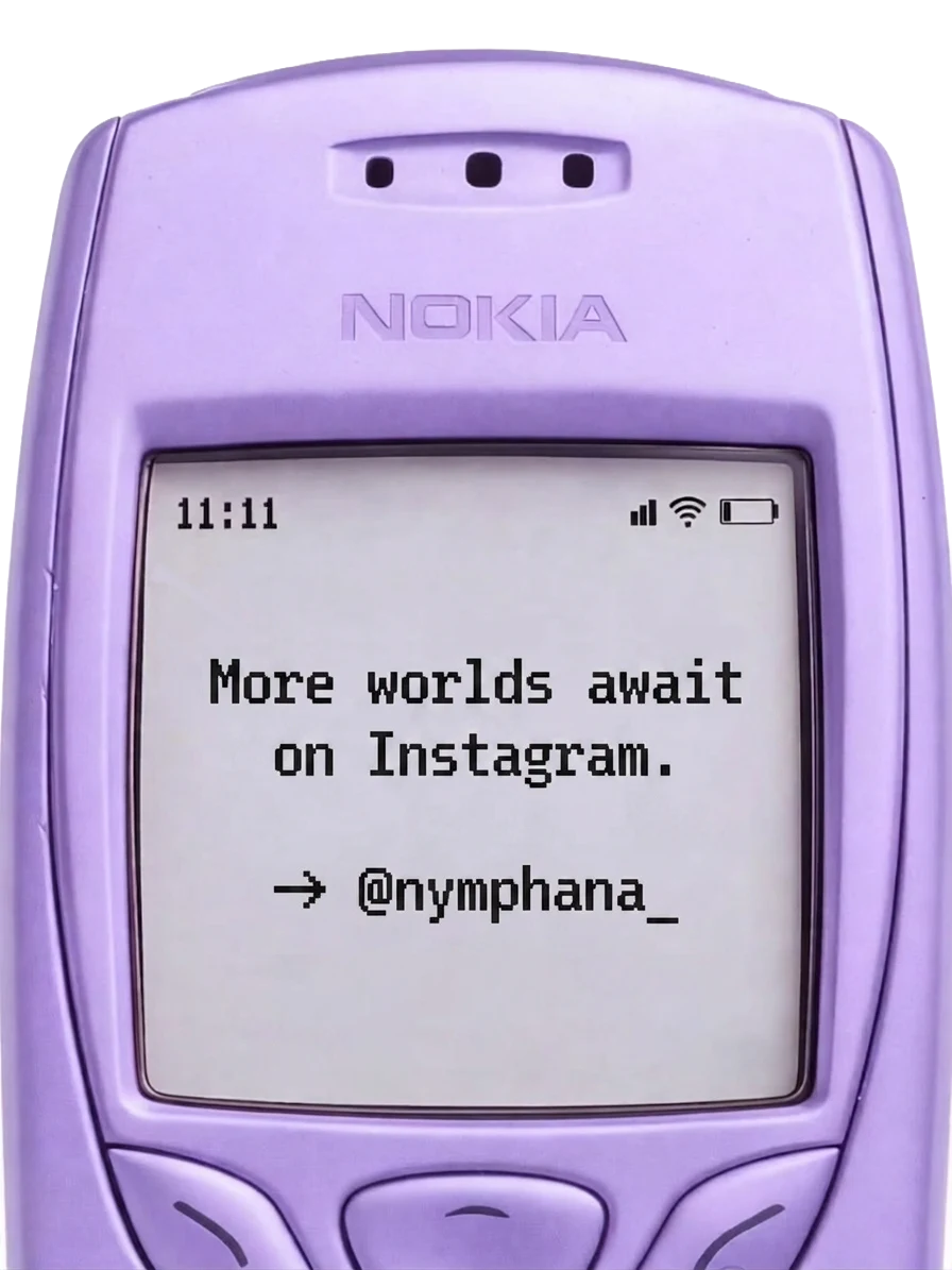 Retro phone reading: more worlds await on Instagram, @nymphana_