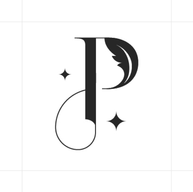 Refined P monogram with integrated feather — the final Piuma identity