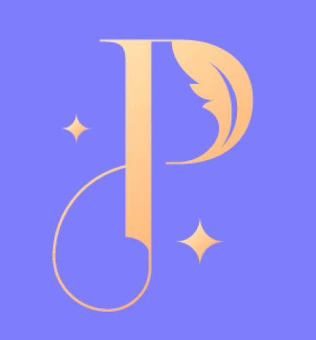 Piuma Books monogram — a serif P with an integrated feather