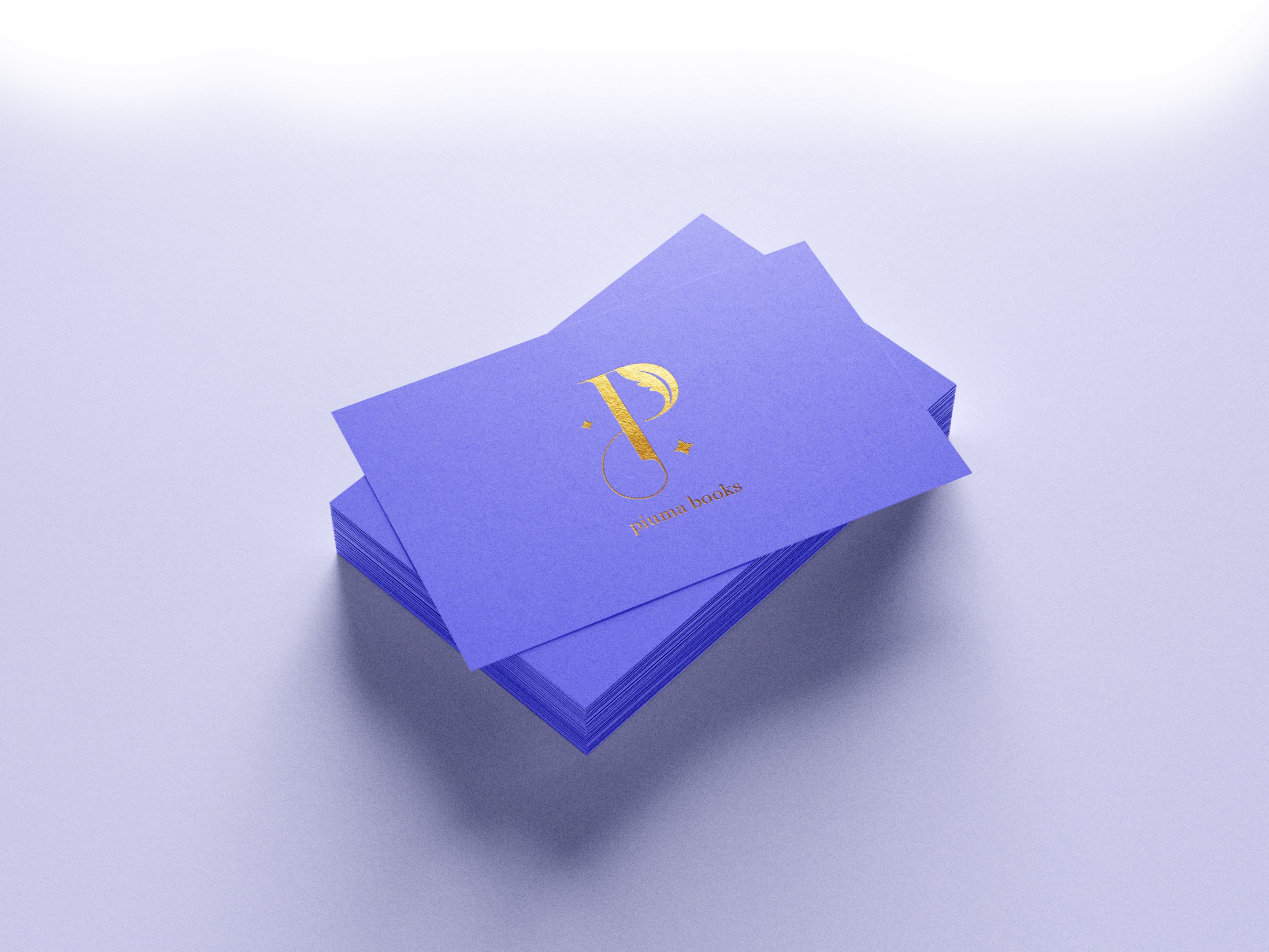Gold foil business cards for Piuma Books